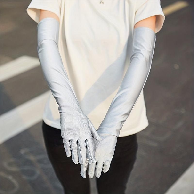 Summer Long Gloves Full Finger Ice Arm Guard Bride Wedding Gloves