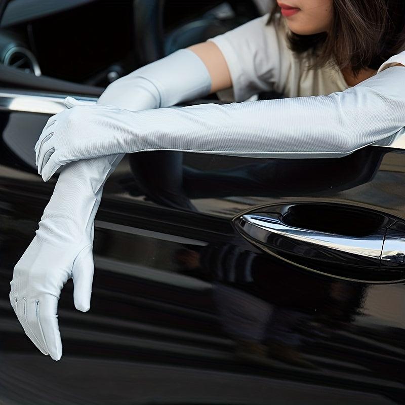Summer Long Gloves Full Finger Ice Arm Guard Bride Wedding Gloves