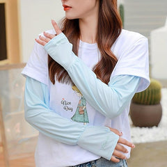 Women's UV Protection Ice Sleeve Gloves Breathable Sunproof Long Sleeves