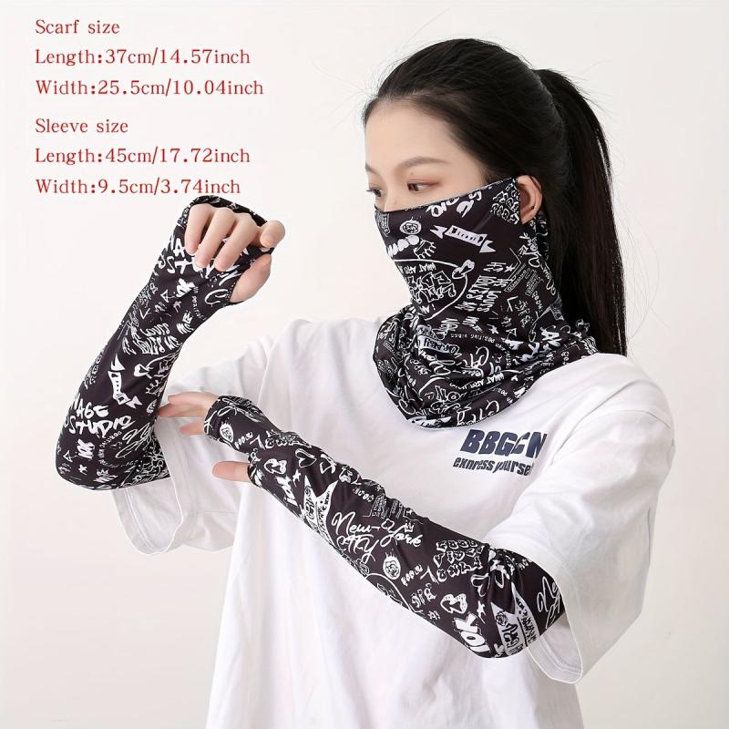 Hip Hop Graffiti Sunproof Mask and Ice Sleeves Set