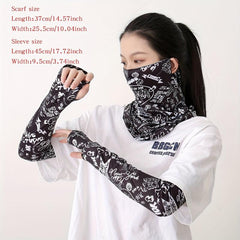 Hip Hop Graffiti Sunproof Mask and Ice Sleeves Set
