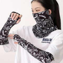 Hip Hop Graffiti Sunproof Mask and Ice Sleeves Set