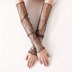 Summer Sunscreen Gloves Mesh Breathable Solid Decorative Gloves Women