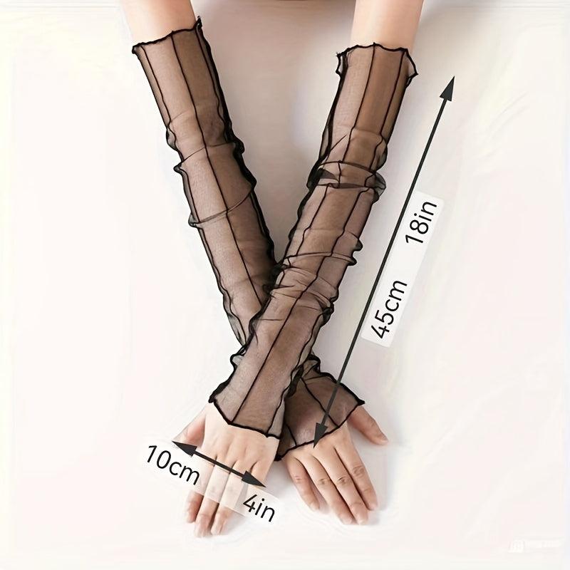 Summer Sunscreen Gloves Mesh Breathable Solid Decorative Gloves Women