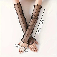 Summer Sunscreen Gloves Mesh Breathable Solid Decorative Gloves Women