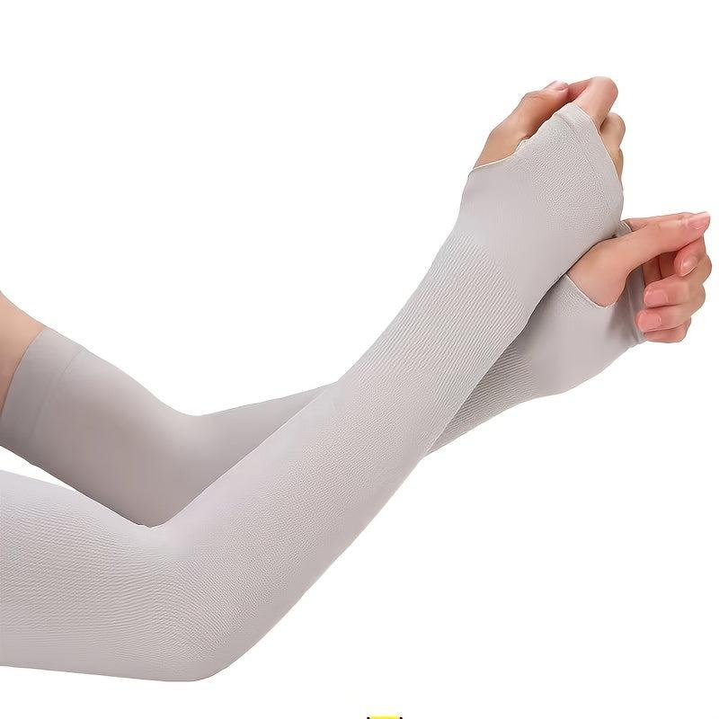 Solid Cycling Arm Sleeves Sun Screen UV Protection Compression Arm Sleeves