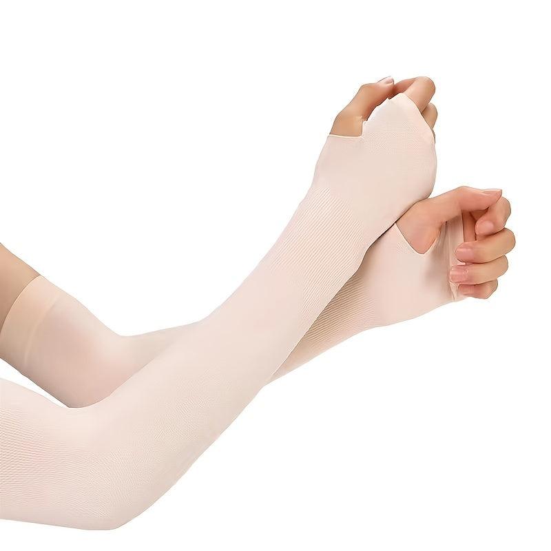 Solid Cycling Arm Sleeves Sun Screen UV Protection Compression Arm Sleeves