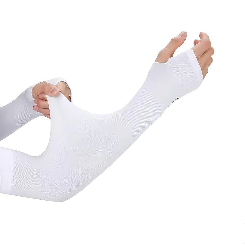 Solid Cycling Arm Sleeves Sun Screen UV Protection Compression Arm Sleeves