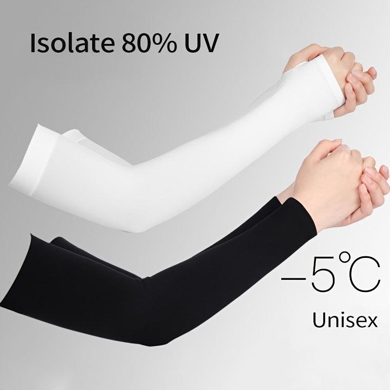 Solid Cycling Arm Sleeves Sun Screen UV Protection Compression Arm Sleeves