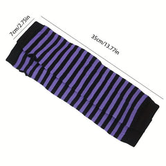 Hip Hop Striped Knitted Gloves Unisex Fingerless Warm Sleeves