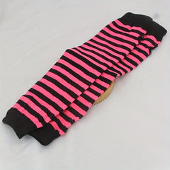 Hip Hop Striped Knitted Gloves Unisex Fingerless Warm Sleeves