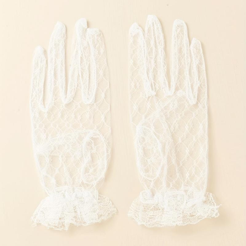 Translucent Lace Wedding Gloves Mesh Breathable Short Gloves