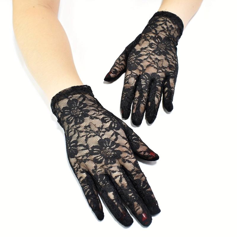 Floral Lace Gloves Vintage Full Finger Gloves For Wedding