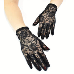 Floral Lace Gloves Vintage Full Finger Gloves For Wedding