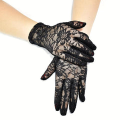 Floral Lace Gloves Vintage Full Finger Gloves For Wedding