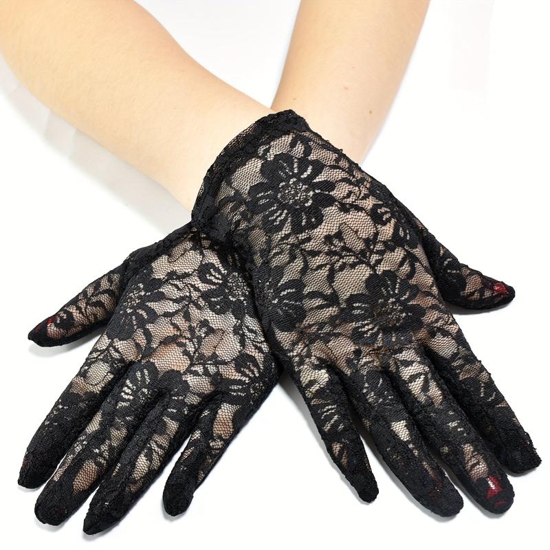 Floral Lace Gloves Vintage Full Finger Gloves For Wedding