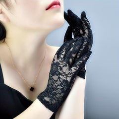 Floral Lace Gloves Vintage Full Finger Gloves For Wedding