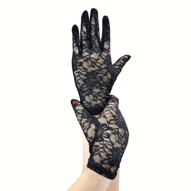 Floral Lace Gloves Vintage Full Finger Gloves For Wedding