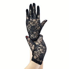 Floral Lace Gloves Vintage Full Finger Gloves For Wedding