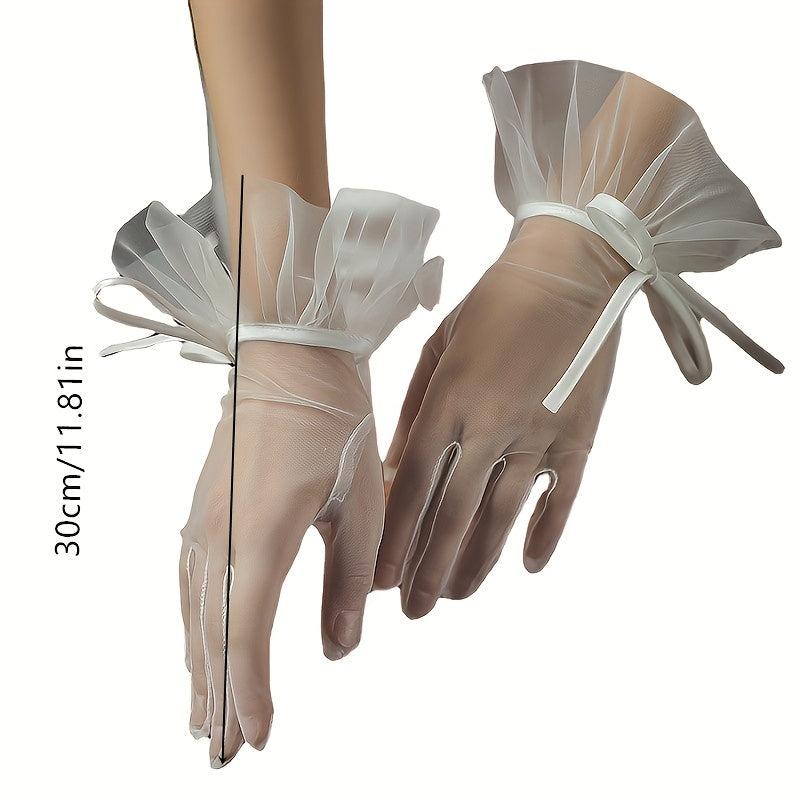 Mesh Gloves Ruffles Thin Breathable Gloves for Women