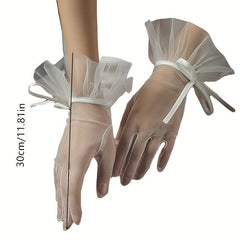 Mesh Gloves Ruffles Thin Breathable Gloves for Women
