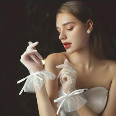 Mesh Gloves Ruffles Thin Breathable Gloves for Women