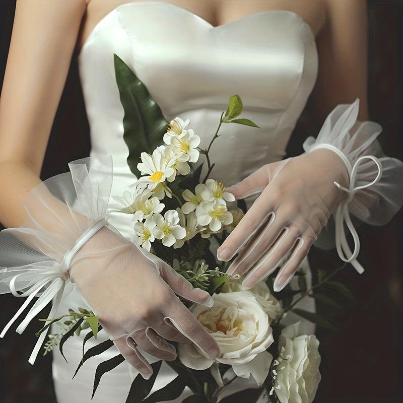 Mesh Gloves Ruffles Thin Breathable Gloves for Women