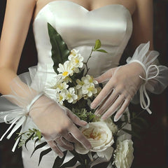 Mesh Gloves Ruffles Thin Breathable Gloves for Women
