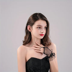 Finger Mesh Gloves Wedding Dress Bow Gloves