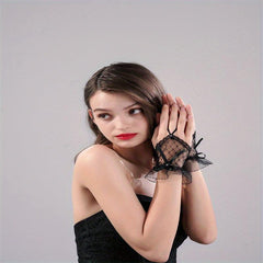 Finger Mesh Gloves Wedding Dress Bow Gloves