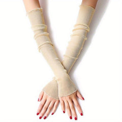 Glitter Mesh Sunscreen Long Gloves Fingerless for Women