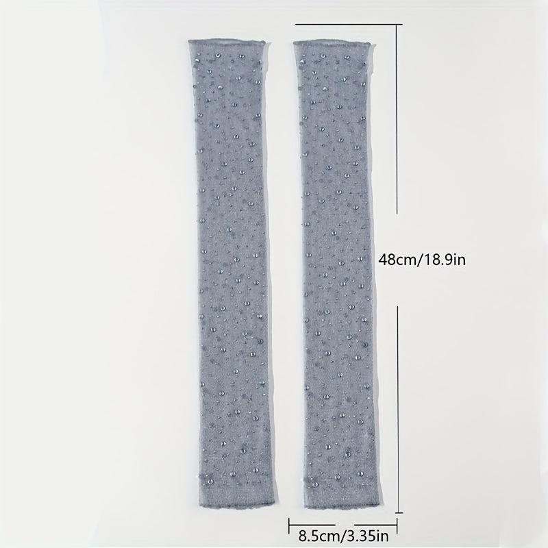 Glitter Mesh Sunscreen Long Gloves Fingerless for Women