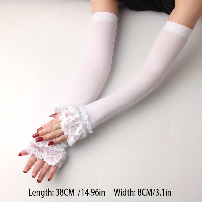 Lace Sunscreen Sleeves Elastic UV Protection Gloves Women