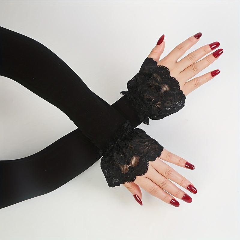 Lace Sunscreen Sleeves Elastic UV Protection Gloves Women