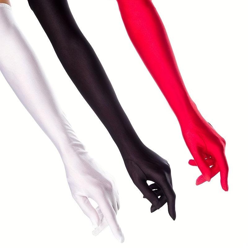 Satin Sunscreen Gloves Solid Driving Cycling Gloves For Women