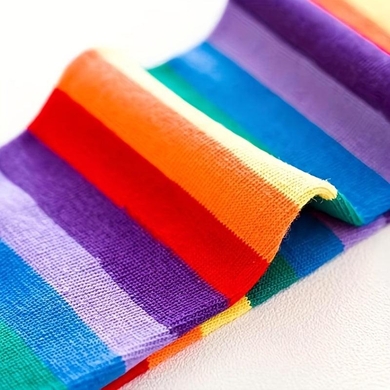 Rainbow Gay Pride Striped Sleeves Elastic LGBT Fingerless Gloves