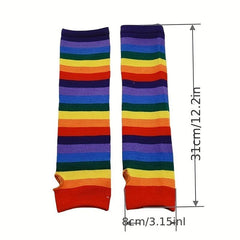 Rainbow Gay Pride Striped Sleeves Elastic LGBT Fingerless Gloves