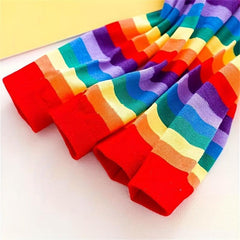 Rainbow Gay Pride Striped Sleeves Elastic LGBT Fingerless Gloves
