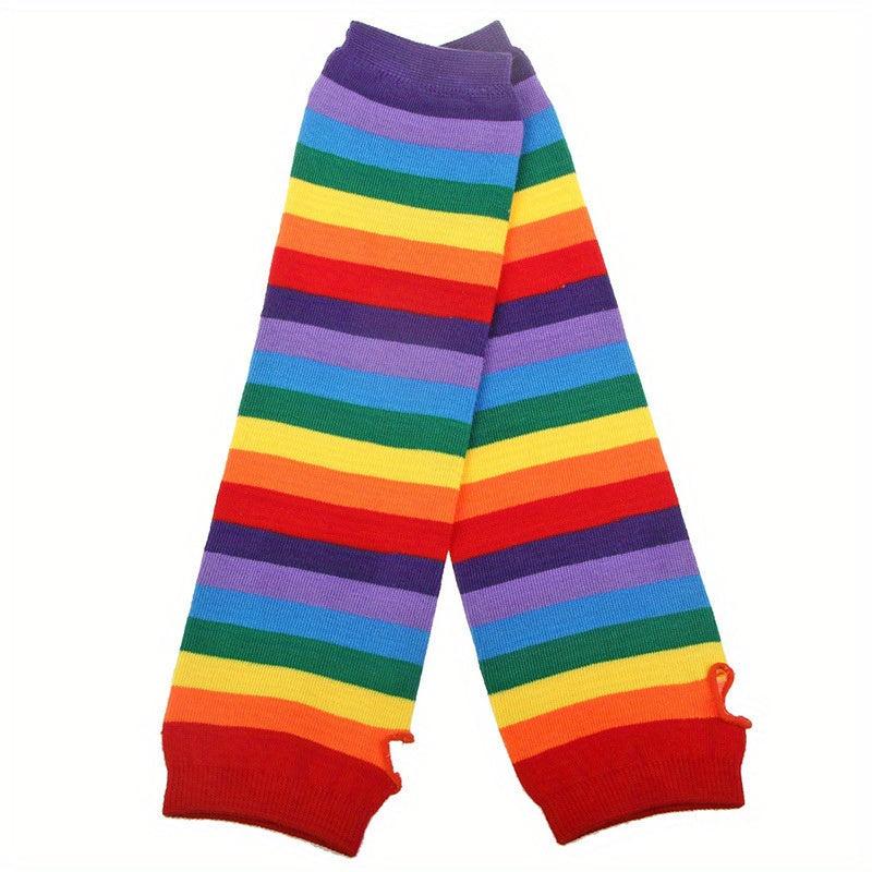 Rainbow Gay Pride Striped Sleeves Elastic LGBT Fingerless Gloves