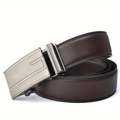 Geometric Figure Auto Buckle Men's Leather Belt