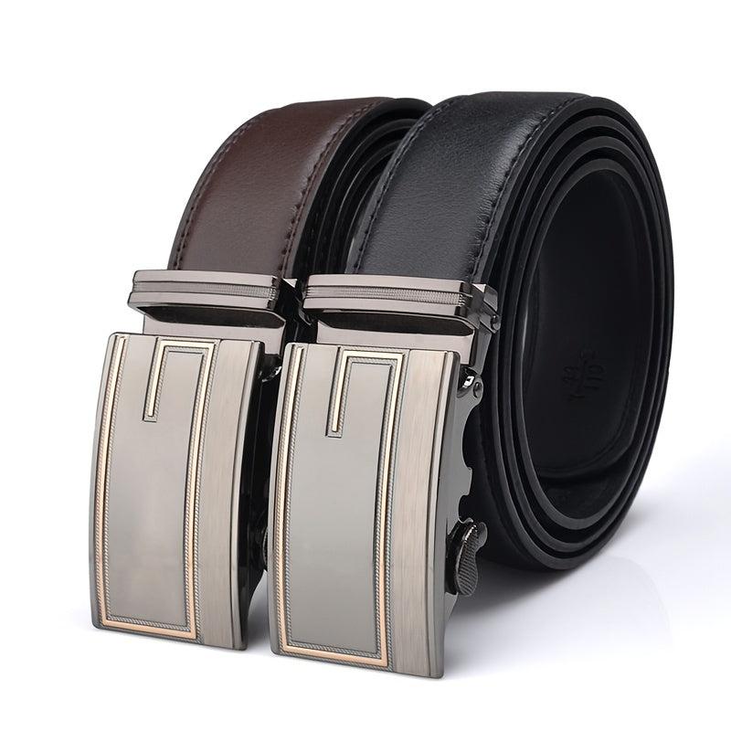 Geometric Figure Auto Buckle Men's Leather Belt