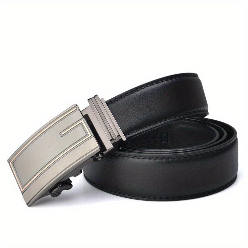 Geometric Figure Auto Buckle Men's Leather Belt