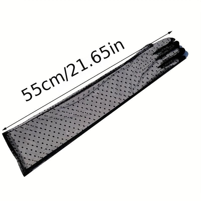 Long Lace Gloves Sexy Polka Dots Semi Sheer Sun Protection Gloves