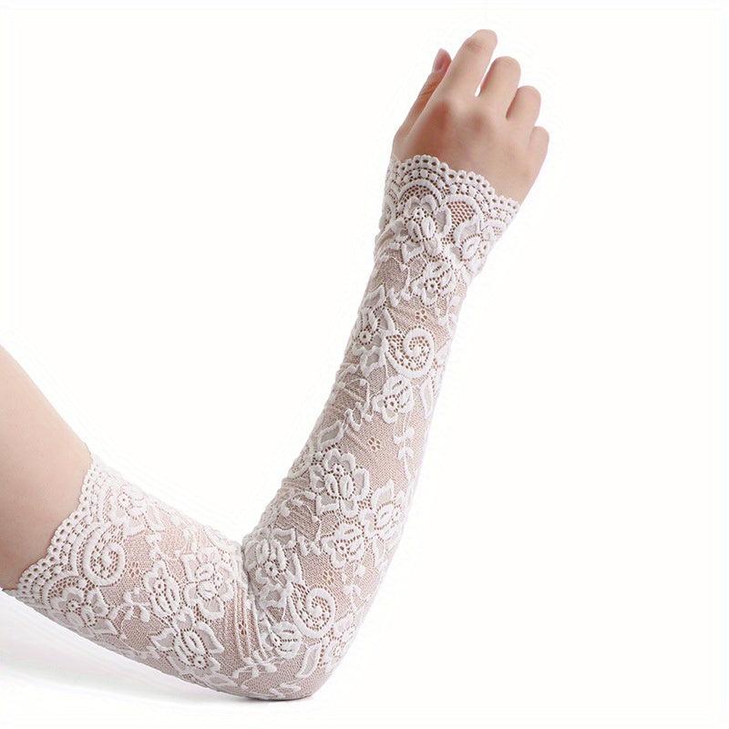 Elastic Lace Fingerless Gloves Women's Sunscreen Driving Long Gloves