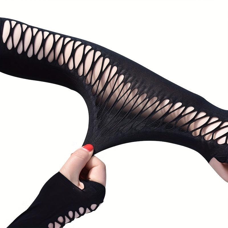 Hollow Cross Mesh Elastic Arm Sleeves Thin Cycling Gloves For Women