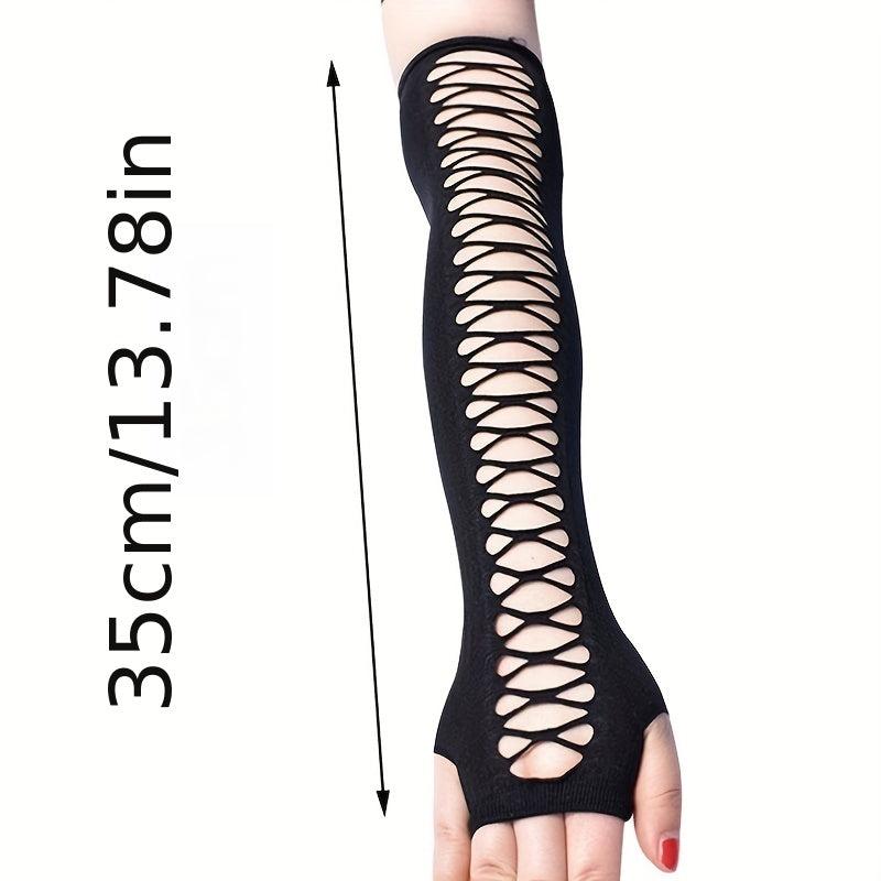 Hollow Cross Mesh Elastic Arm Sleeves Thin Cycling Gloves For Women
