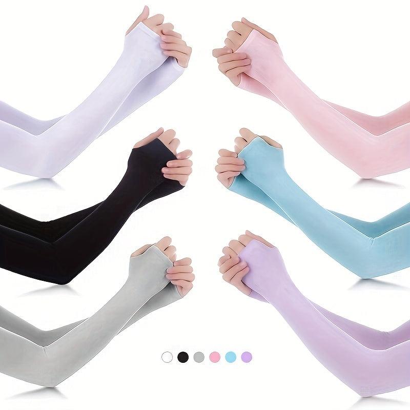 Candy Sunproof Ice Sleeve Elastic UV Protection Long Sleeve Gloves