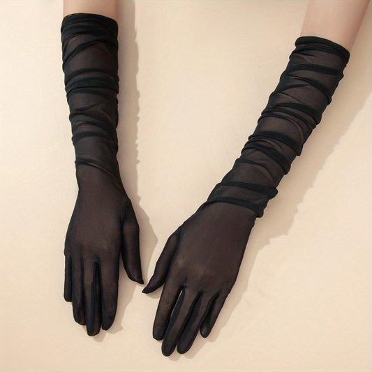 Mesh Breathable Long Gloves, Women's Dress Gloves for Party Prom Wedding