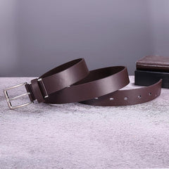 Casual Cowhide Belt with Square Pin Buckle for Men