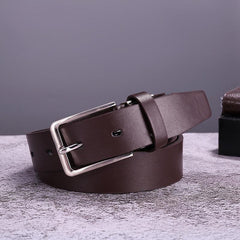 Casual Cowhide Belt with Square Pin Buckle for Men